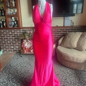 Elegant Pink Halter Dress
